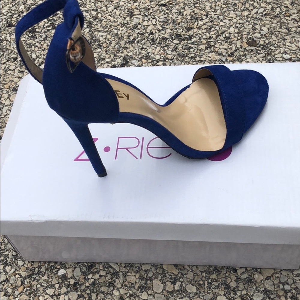 Royal blue ankle strap heels
